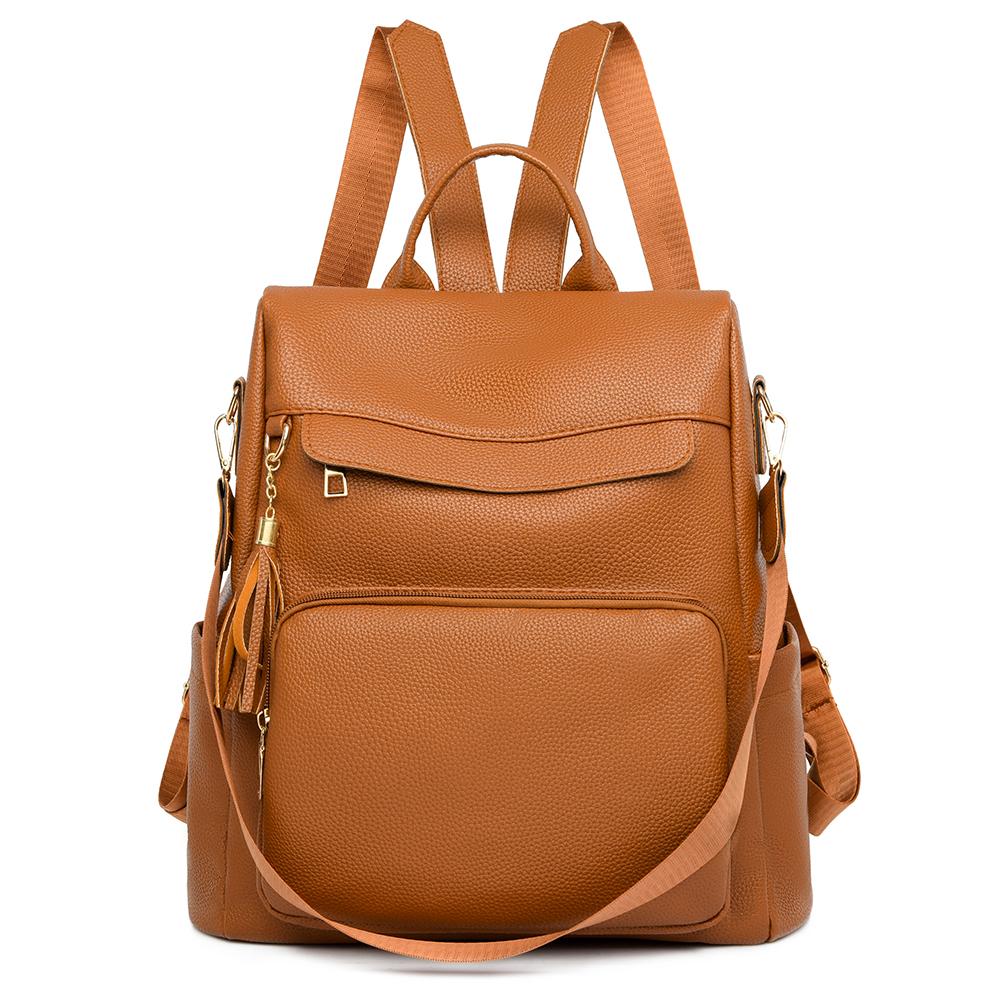 New PU Leather Backpack Large Capacity Student Schoolbag Book Organize Travel Storage Bags Portable Lightweight Student Backpack