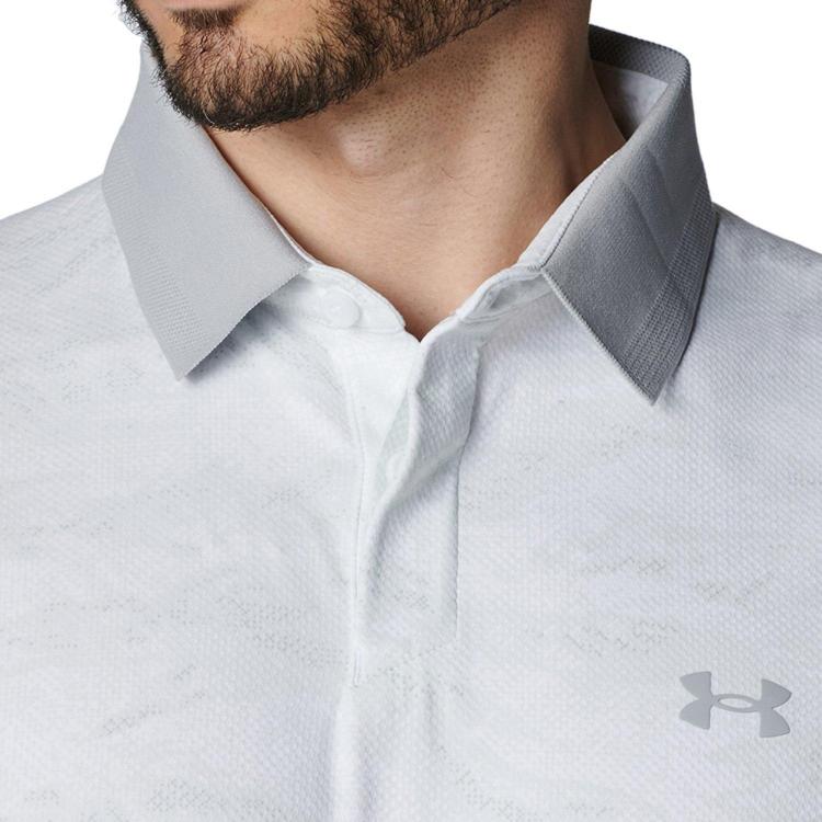 Under Armour Drive ChillIso Chill Print Polo Shirt Men's White Gray 1389597-100