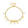 Gold Plated Infinity Star Pearl Anklet, Dainty Double Chain Foot Bracelet with Charms, Minimalist Beach Jewelry for Women Gift