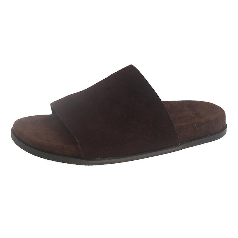 Retro one-word slippers for women to wear autumn new fashion lazy shoes platform slippers