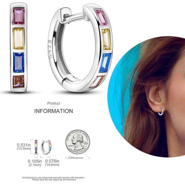 Brincos de argola de prata 925 para mulheres, brilhantes, pavê, cz, joias finas de luxo, brinco