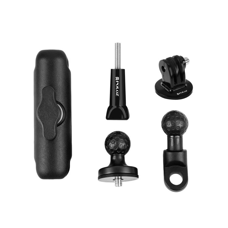 PULUZ Motorcycle Holder Mirror Base Hole Fixed Mount for GoPro and Other Action Cameras(Black)