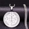 Magisk Talisman Rostfritt Stål Halsband Lyckans Hjul (Agla-INRI) Skydd av ängel Silverfärg Halsband Smycken N2832S02