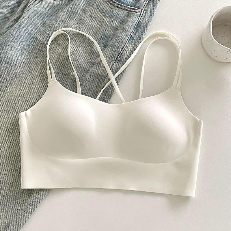 Japanese Summer Thin - Style Sports Backless Bra for Women, Push - Up, Anti - Peek, One - Piece Fixed Cup, Tank Top Style Underwear