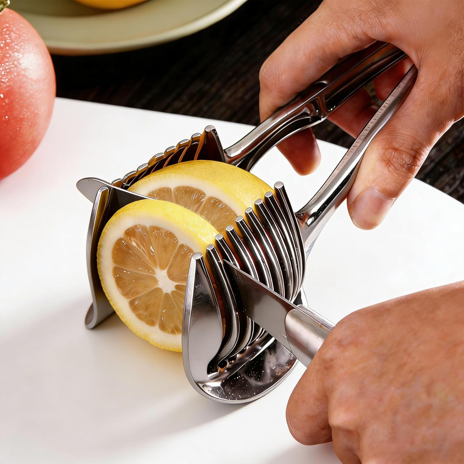 

Steel Vegetable Slicing Tool with Secure Grip, Multi-Purpose Cutter for Onions Tomatoes Potatoes United States
