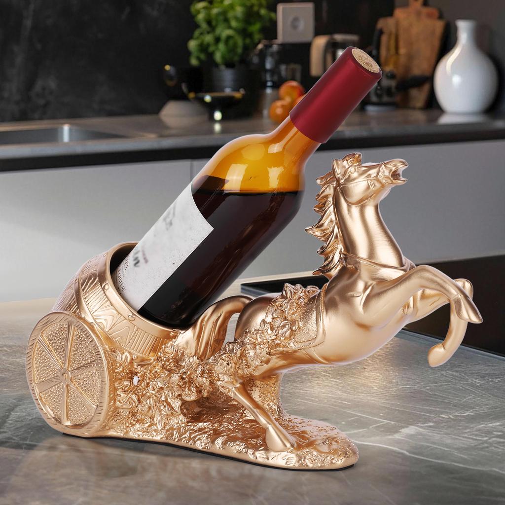 Brown Horse Sculpture Wine Rack Freestanding Wine Bottle Holder Statue Wine Display Stand for Wine Lovers Restaurant Decor