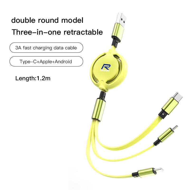 Car Interior Charging Data Cable Scalable 3 In 1 Phone Charger For Volvo Xc60 V40 V60 S60 XC40 V50 V90 S80 C40 V70 Rdesign Valve