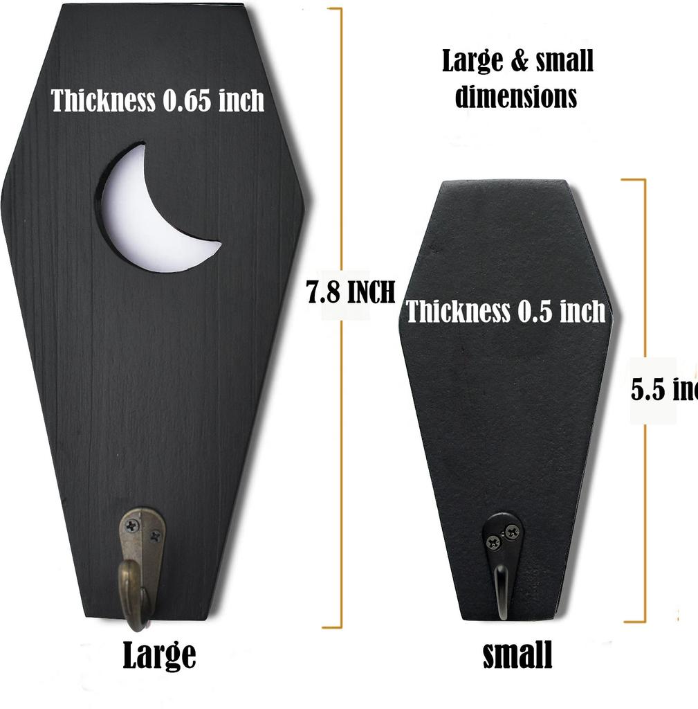 2pc Small Rustic Wall Mount Door Hanger Black Wooden Craft Coffin Key Holder Including Hook Custom Coffin Mug/Key Rack Wall Hook