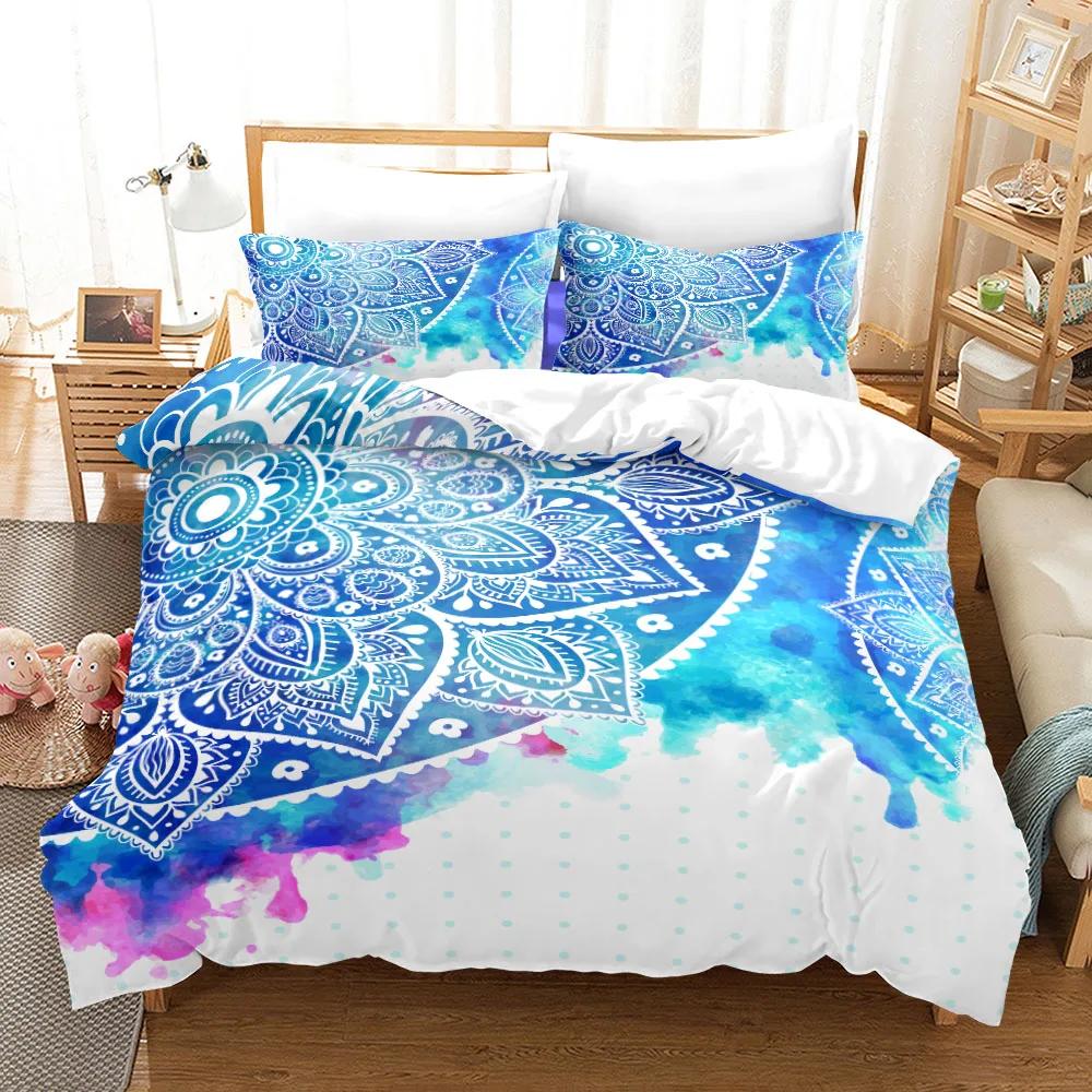 Bohemian Mandala Purple Duvet Cover Set Single Twin Double Queen King Cal King Size Bed Linen Set
