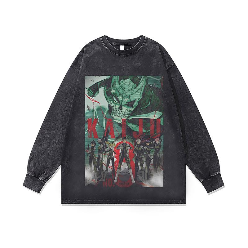 Amerikanische Trendmarke Vintage Retro Racing Digitaler Direktdruck Reine Baumwolle Gewaschen Locker Langarm-T-Shirt Herren