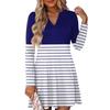 Women's Fashion Striped V-Neck Long Sleeve  Dress