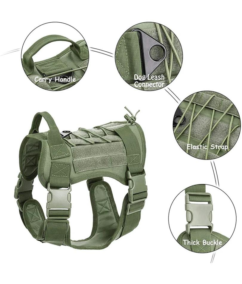 Tactical Dog Harness Military Training  Padded Quick Release Vest Pet Training Dog Harness For Set Small Medium Large Dogs