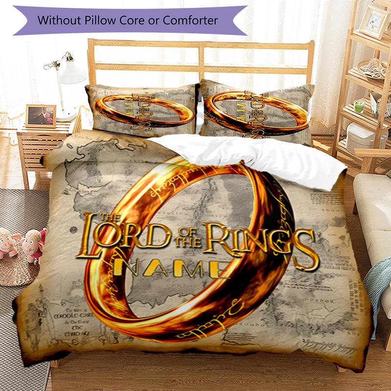 3pcs Custom Name The Fellowship of the Ring Bedding Set Duvet Cover Closure Includes 1 Duvet Cover & 2 Pillowcases for All Seasons Bedroom Decor