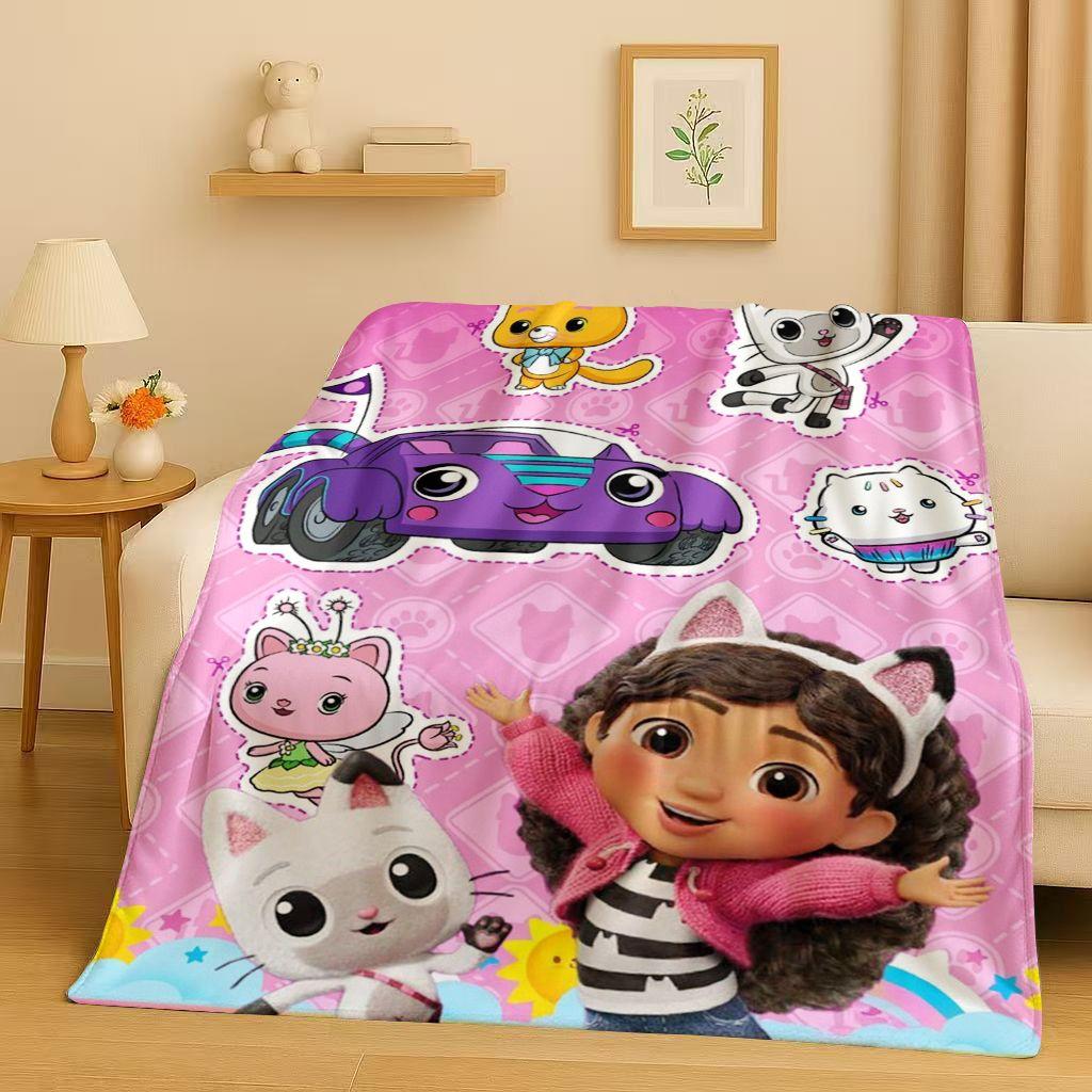 HD Niedliches Gabi's Puppenhaus Cartoon Flanelldecke, Ultra Weiche Warme Plüschdecke für Zuhause Schlafzimmer Bett Sofa Abdeckung Picknick Mädchen Geschenk