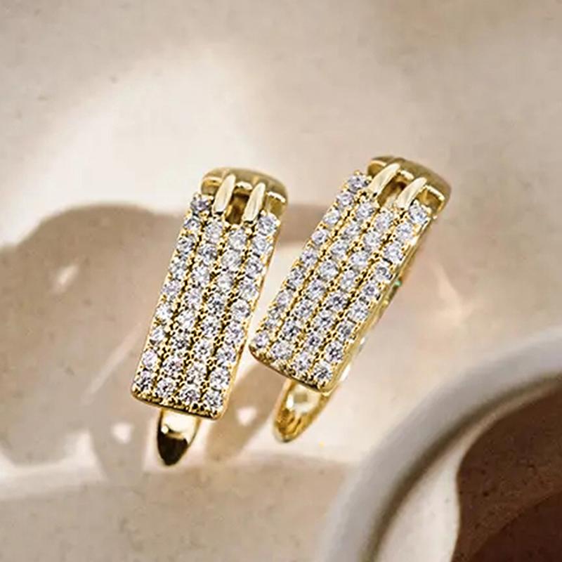 Xiaomi Huitan Metal Gold Color Hoop Earrings for Women Geometric Shaped CZ Earrings Temperament Accessories Modern Fashion Jewelry