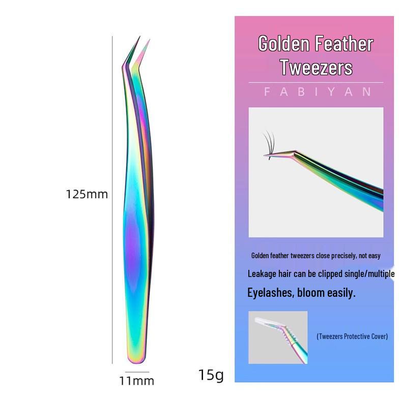 Golden Feather Precision Eyelash Extension Tweezers Set