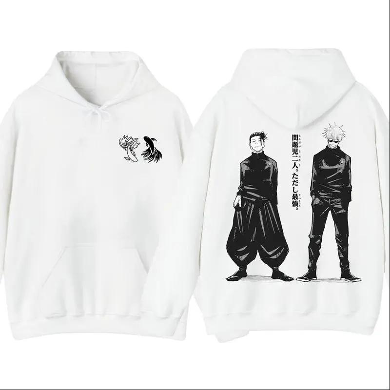 

Аниме Магическая битва Тетрадь смерти Худи Годжо Сатору Гето Сугуру Принтованный свитшот Мужской Женский Худи Харадзюку Уличная одежда 4XL белый
