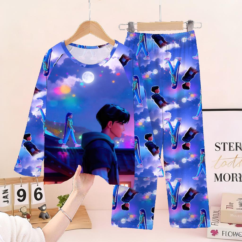 New Demon Hunters Children's Pajamas Long Sleeve Cartoon Girls Babies Middle and Older Children's Loungewear Set