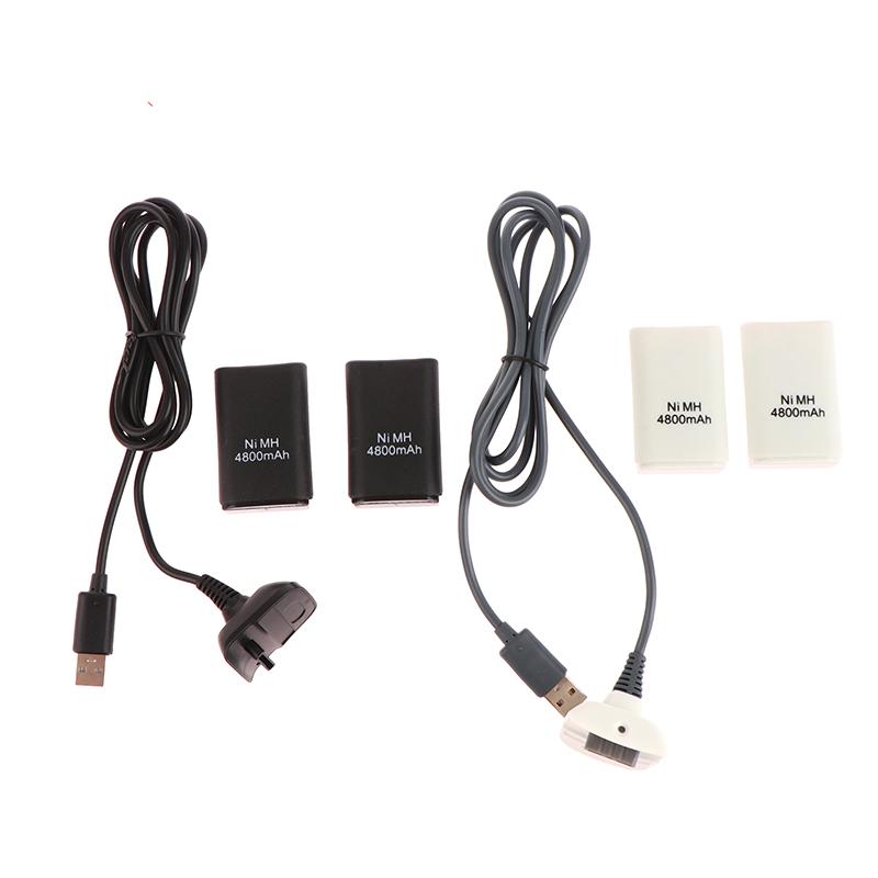 For Xbox 360 Wireless Game Controller Gamepads Replacement Battery Pack With Charging Stand+Charging Cable+2X4800Mah Batteries