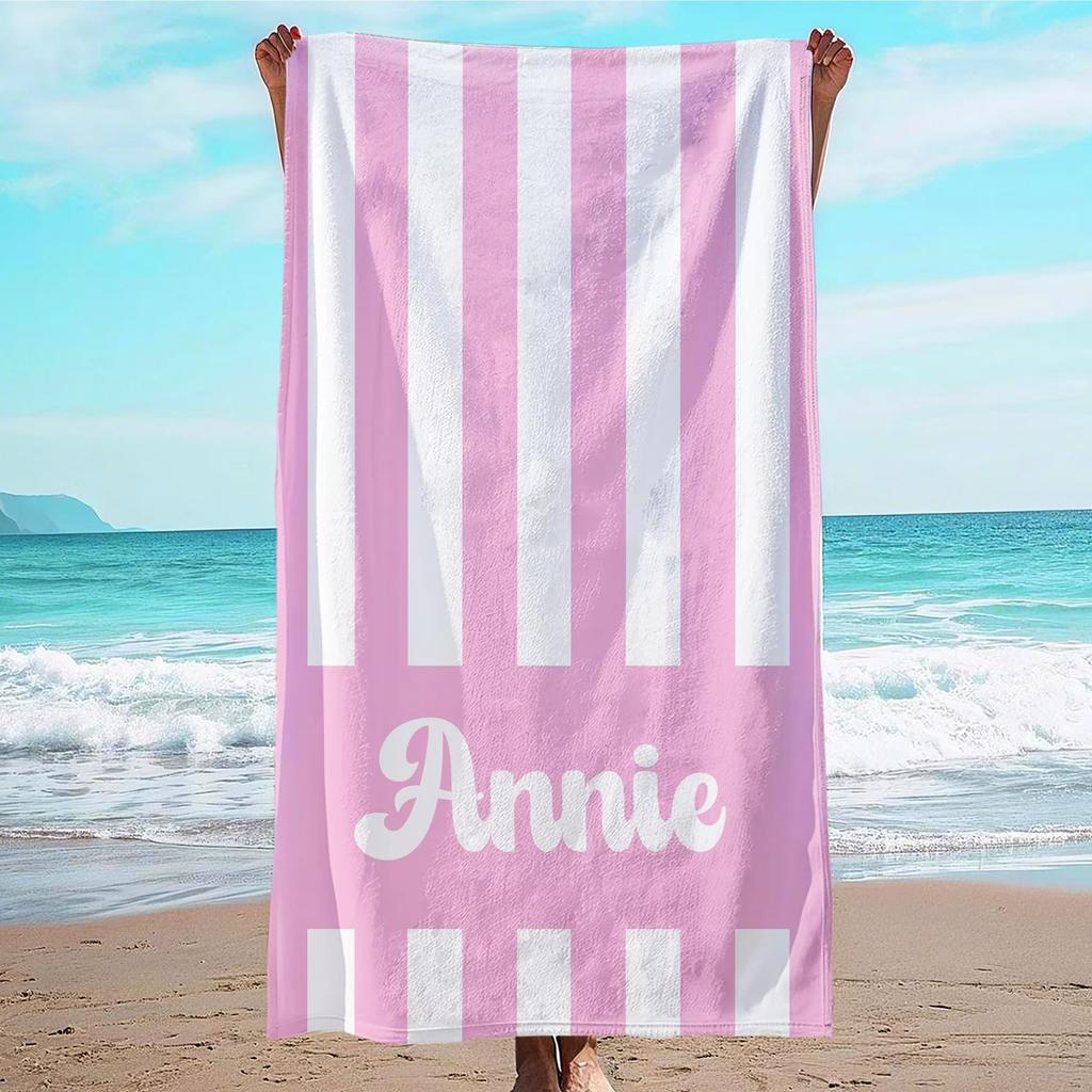 Personalized Striped Beach Towel Microfiber Towel Thin Quick Dry Absorbent for Beach Swimming Yoga Bath Sports