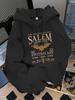Unisex Fall Autumn Halloween Salem Pharmacy Bat Retro Magic Potion Print Kangaroo Pocket Graphic Hoodie Hooded Sweatshirt Printed