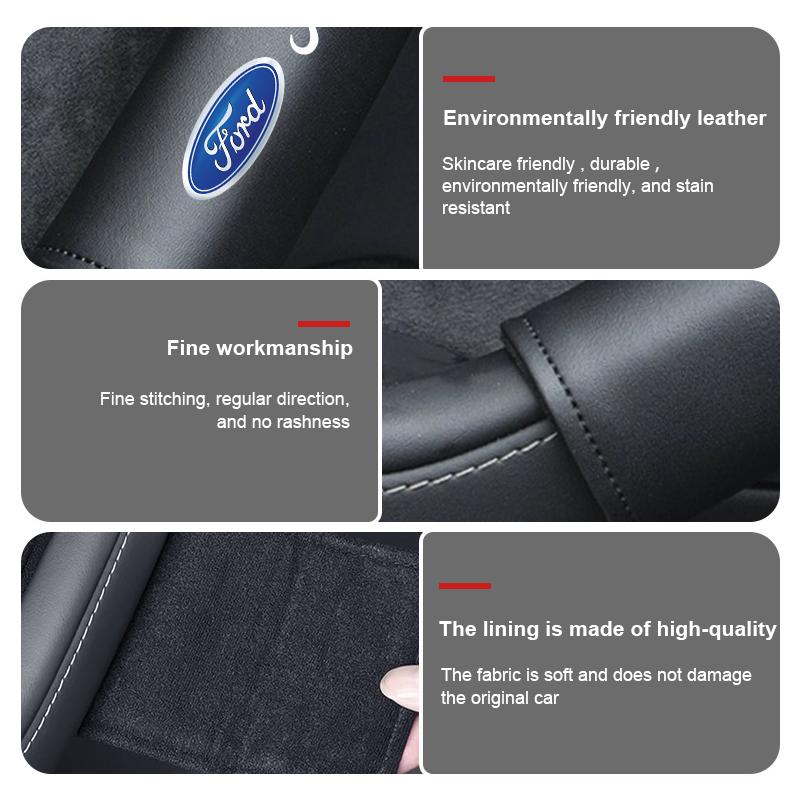 Leather Car Door Handle Protection Sleeve Anti Stick Interior Accessory For Ford Fiesta Ranger Mondeo Escape Ecosport Fusion