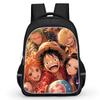16 Inch Black Cartoon One Piece Backpack Mochila, Light Weight Unisex School Backpack Travel Daypack for Boys Girls Age 6-10