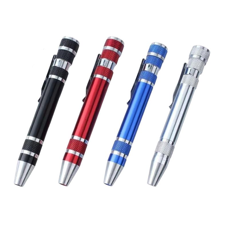 Tragbarer 8-in-1 Schraubendreherstift aus Aluminiumlegierung - Wechselbare magnetische Bits für einfache Reparaturen und Demontage Reparaturwerkzeuge