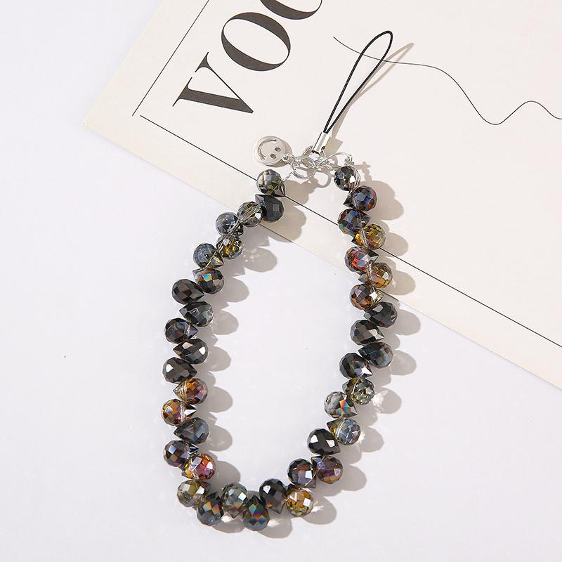 Luxury Universal Durable Portable Fashion Cell Phone Chain with Stones Crystal and Black Stone Strap