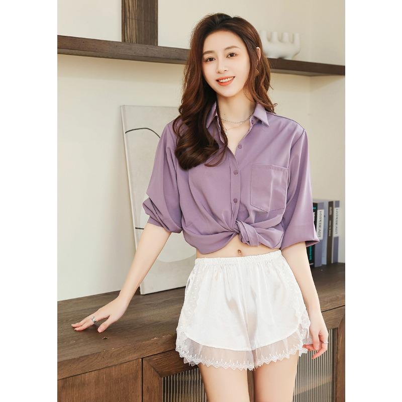 Summer Ice Silk Safety Pants Women Can Wear Loose and Thin Leggings Home Pants Without Rolling Lace