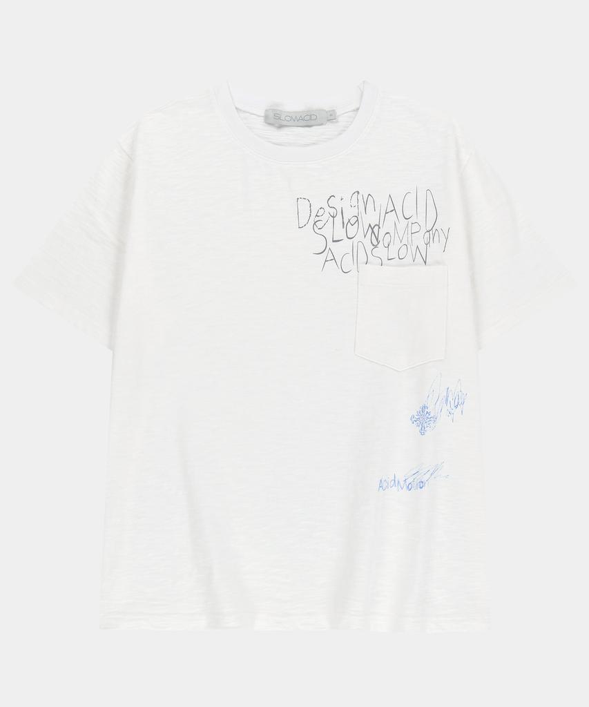 SLOWACID Pocket Note Slub Short Sleeve T-Shirt [White]