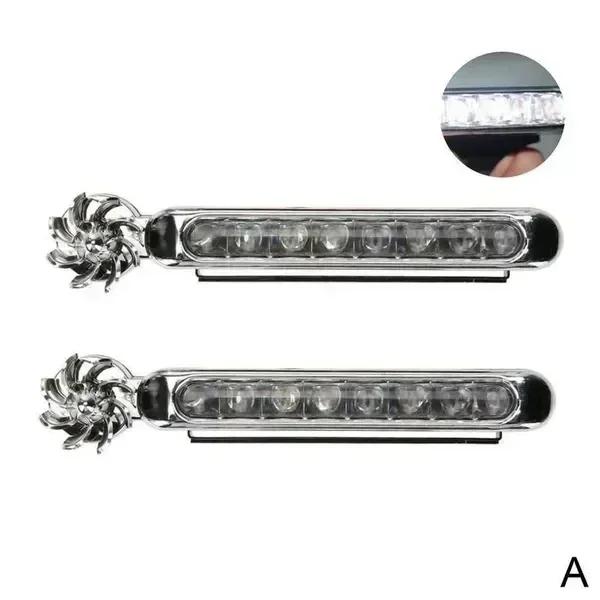 1-2pcs Wind Powered LED Car DayTime Lights Creative Auxiliary Running Lights Rotation Fan Lamp Automobile Day Time Headlights