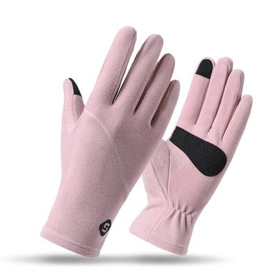 Spring and Autumn Gloves Women's Outdoor Driving Velvet German Velvet Warm Touch Screen Morning Exercise Winter Warm and Cold Riding Gloves