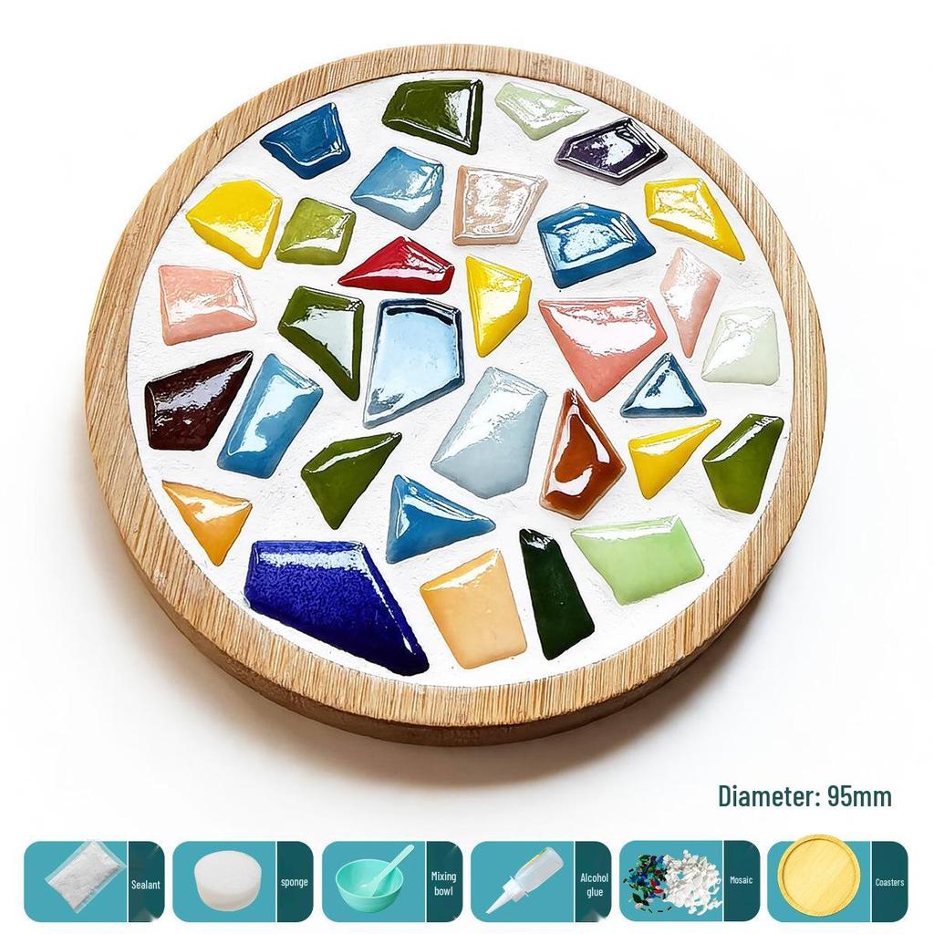 Handmade Glass Mosaic Cup Mat Pixel Puzzle DIY Kit - Educational Toy