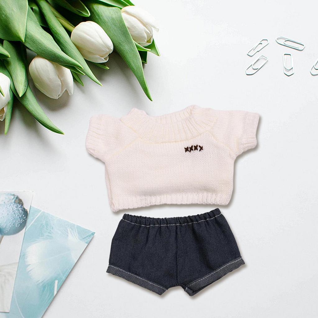 Plush Doll Clothes for 38cm Doll Lovely Little Girls Gift DIY Supplies Sweater And Jeans Doll Clothing Costume