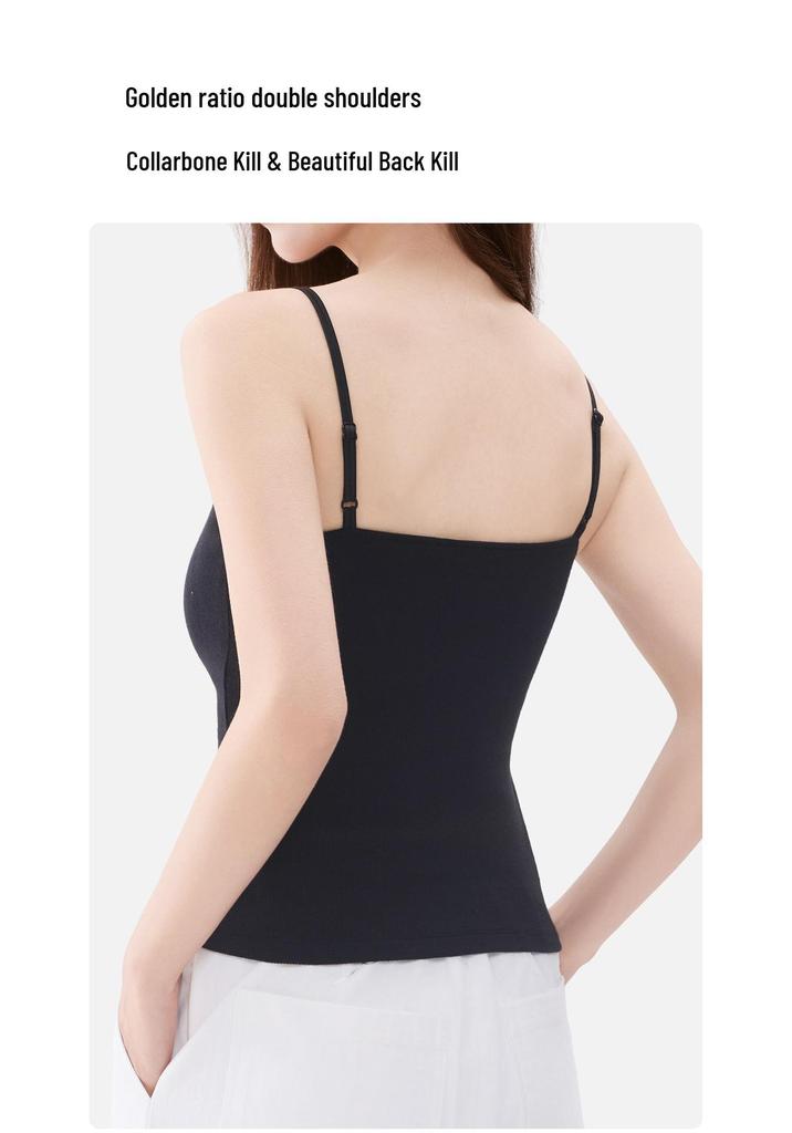 Antibacterial Cool Women's Camisole: Double Straps, Chest Pads, Ice Silk, Seamless Design
