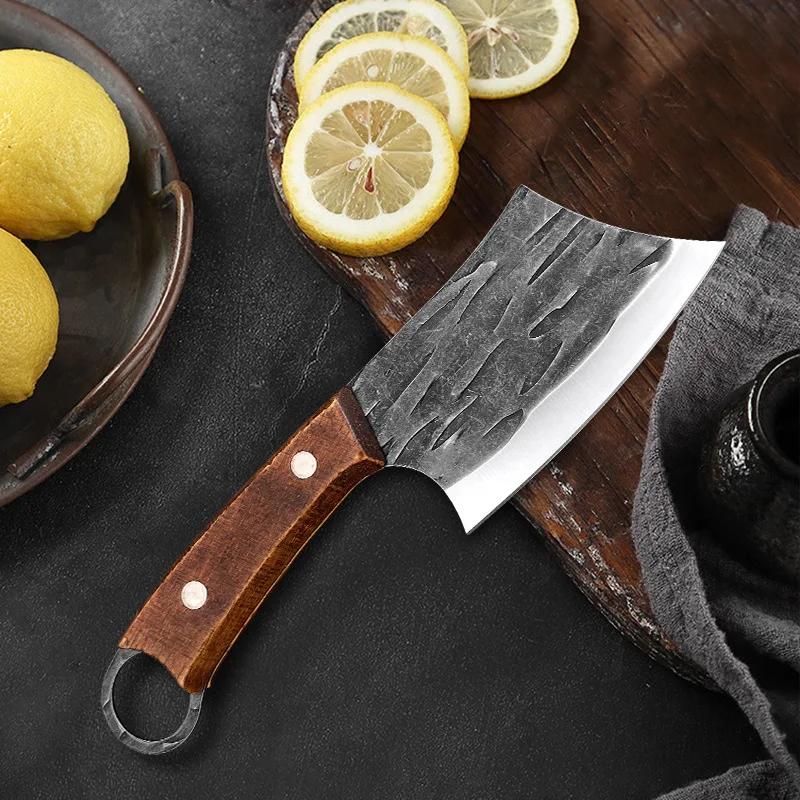 Stainless Steel Butcher Boning Knife Handmade Forged Knife Meat Cleaver Vegetable Slicing Knife Fish Knife with Wooden Handle