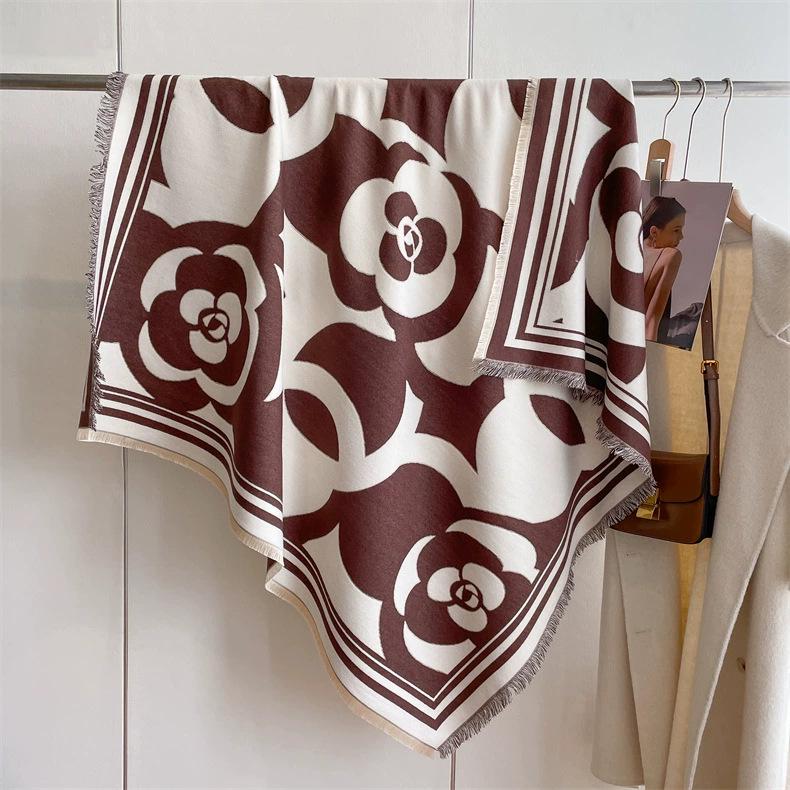 Women's High-Quality Wool Cashmere Scarf: Thick, Warm, Tassel Shawl for Autumn and Winter