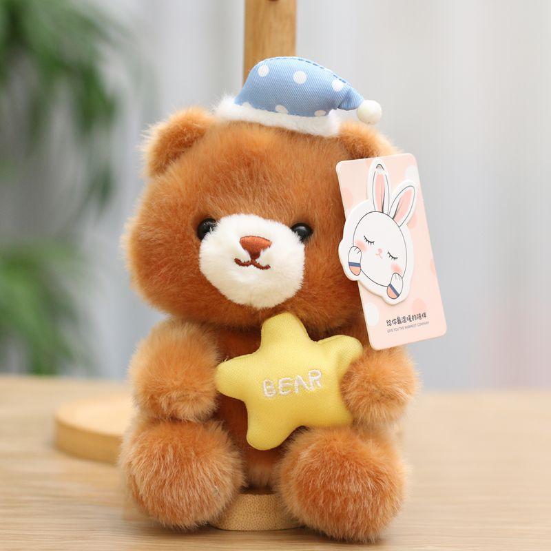 Cute Plush Teddy Bear Keychain Sleeping Bear Pendant Bag Charm Desktop Ornament Doll