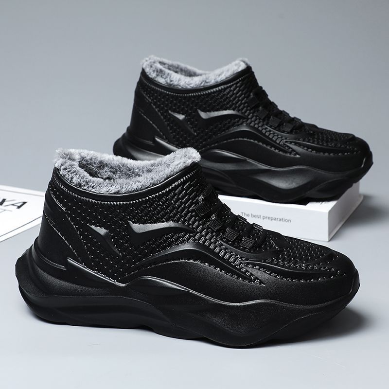 

Водонепроницаемые нескользящие зимние ботинки из ЭВА, мужские модные зимние ботинки с толстой флисовой подкладкой, устойчивые к холоду, теплые хлопковые ботинки 40 чёрный