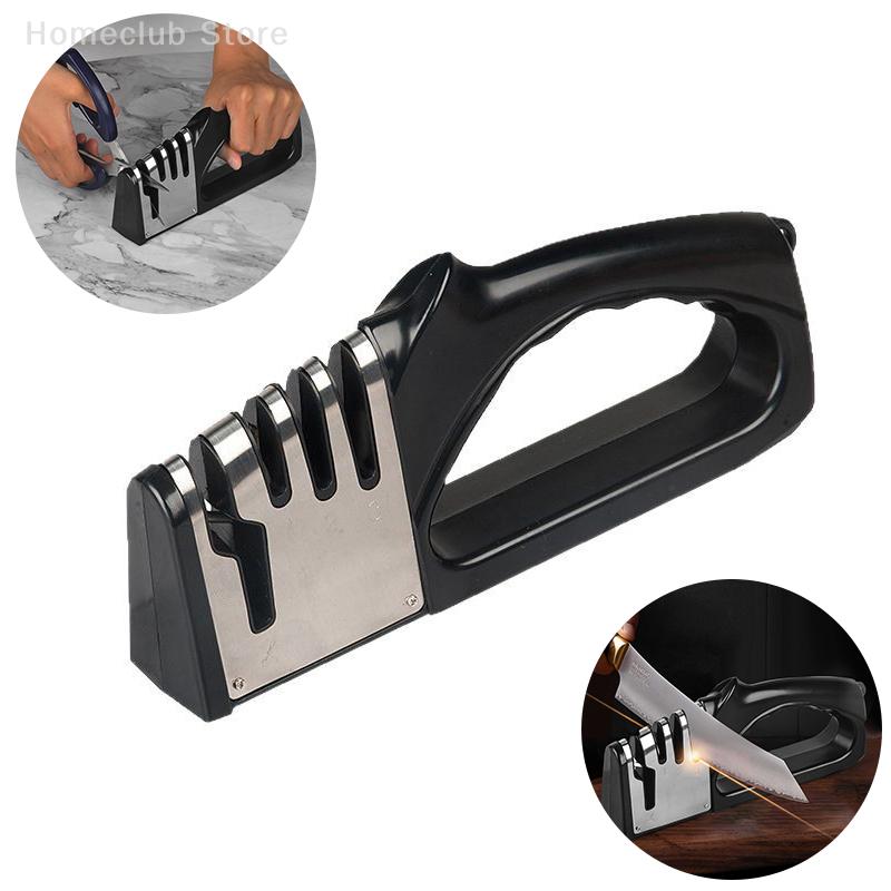 1Pc Knife Sharpener With Curved Handle 4 In 1 Professional Knife Accessories For Chefs Kitchen Blade & Scissors Sharpening Tool