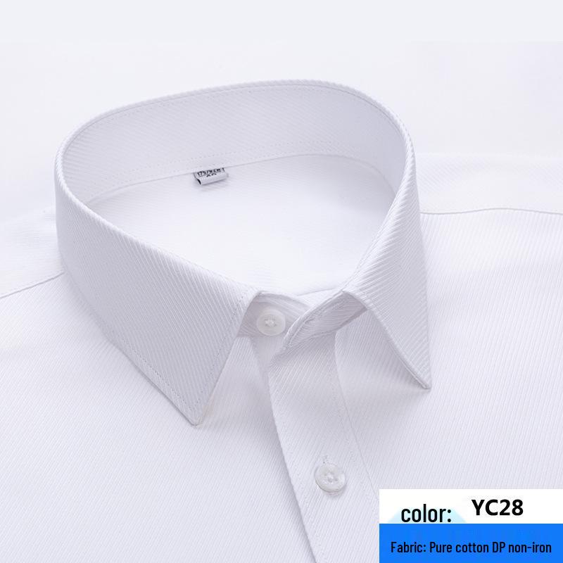 2026 Spring Men's Non-Iron Double-Ply Pure Cotton Long-Sleeve Formal Shirt