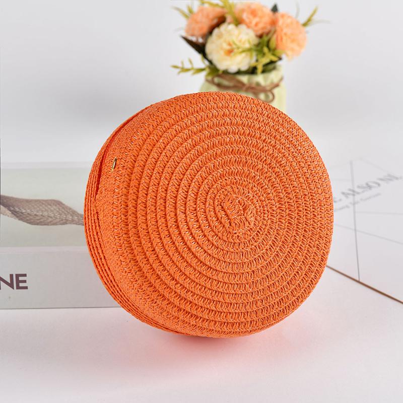 

Летняя круглая соломенная сумка для женщин, плетеная сумка ручной работы, новая дорожная ротанговая пляжная сумка, повседневная сумка через плечо 16x 6.5x16cm