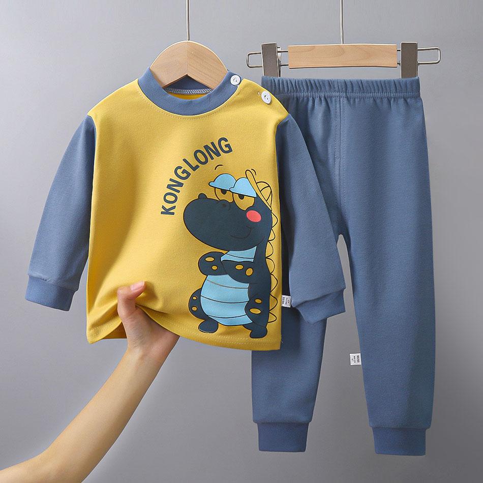 Kinder Pyjama Sets Unisex Weich Bequem Cartoon Dinosaurier Bekleidungsset Outfit Geeignet Jungen Mädchen Perfekt für Herbst Winter