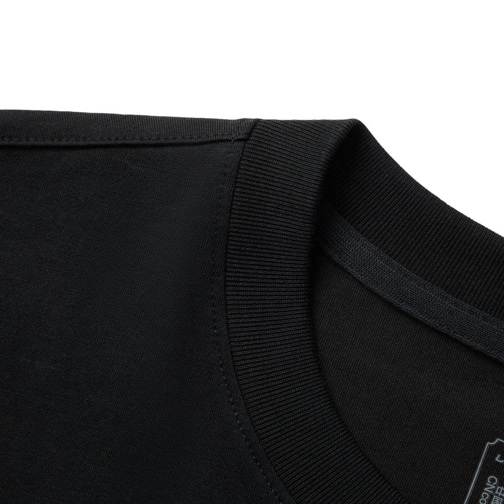 Li Ning China Color Series Casual Minimalist Solid Color Round Neck Pullover Short Sleeve T-Shirt Men Tops Dark-Night-Black AHSV145-14