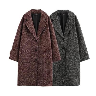 Women Autumn Winter Fashion Outerwear Loose Herringbone Drop Shoulder Coat