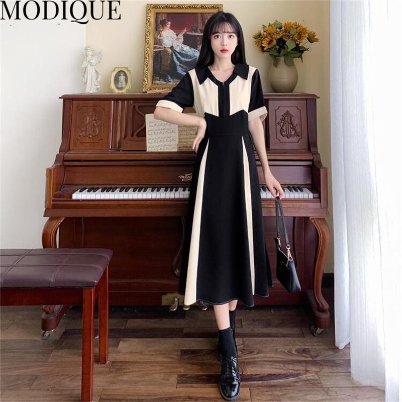MODIQUE Summer Plus Size New Dress Shirt Women Loose Solid High Waisted Cotton Linen Spliced Dress Casual Female Dresses V-Neck Short Sleeve