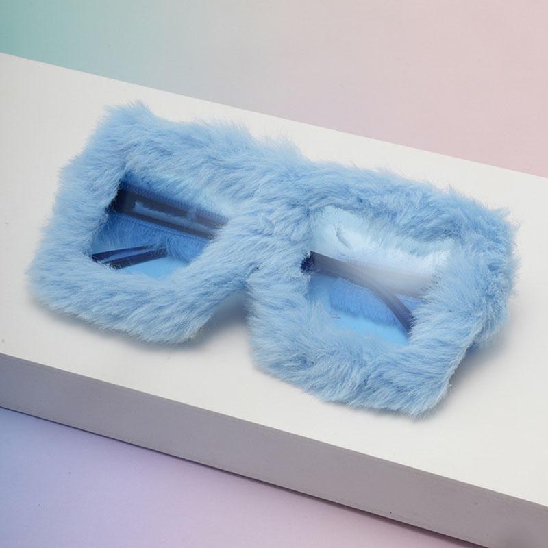 Fashion Soft Plush Sunglasses Women Men Y2K Fur Velvet Pink Sun Glasses Luxury Designer Punk Party Eyewear