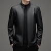 Genuine Leather Jacket Men's Spring and Autumn Velvet Thickened Middle-aged Dad Sheepskin Casual Stand-up Collar Jacket