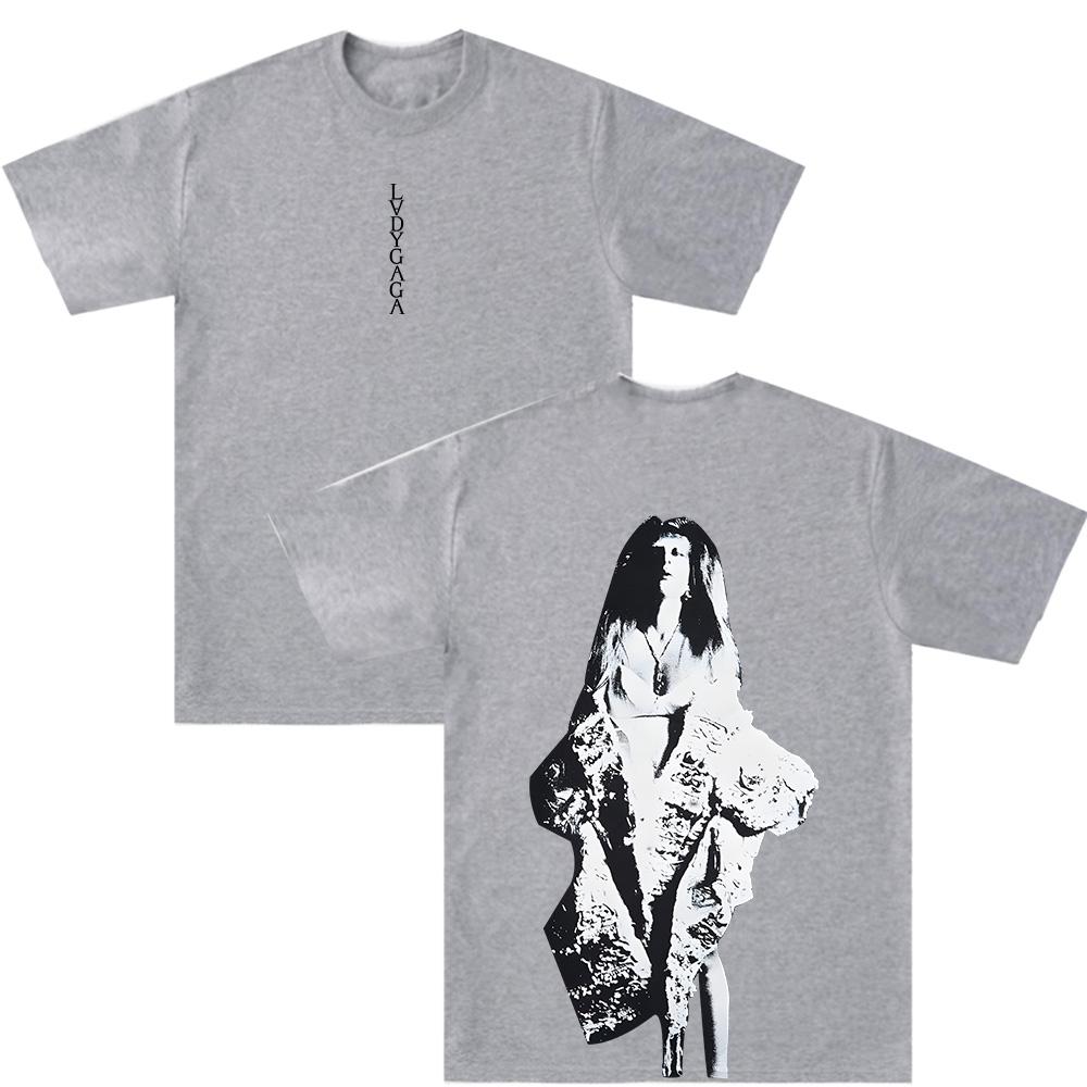 

Lady Gaga Black White Portrait TShirt LVDYGAGA Vintage Graphic Print T Shirt WOMEN Unisex Aesthetic Street Style Cotton Soft Tee 4XL